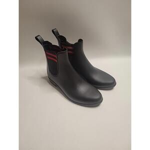 Aldo Women's Puddle Chunky Chelsea Ankle Rain Boots Black Red Size 7